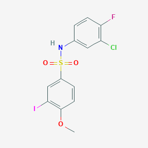 molecular formula C13H10ClFINO3S B3487240 N-(3-chloro-4-fluorophenyl)-3-iodo-4-methoxybenzenesulfonamide 