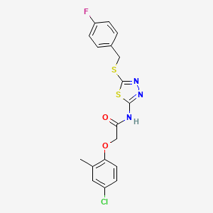 molecular formula C18H15ClFN3O2S2 B3487254 2-(4-chloro-2-methylphenoxy)-N-{5-[(4-fluorobenzyl)thio]-1,3,4-thiadiazol-2-yl}acetamide 