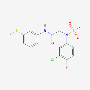 molecular formula C16H16ClFN2O3S2 B3487262 N~2~-(3-chloro-4-fluorophenyl)-N~2~-(methylsulfonyl)-N~1~-[3-(methylthio)phenyl]glycinamide 