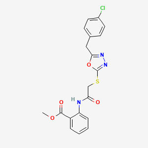 molecular formula C19H16ClN3O4S B3487391 methyl 2-[({[5-(4-chlorobenzyl)-1,3,4-oxadiazol-2-yl]thio}acetyl)amino]benzoate 