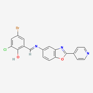 4-bromo-2-chloro-6-[(E)-{[2-(pyridin-4-yl)-1,3-benzoxazol-5-yl]imino}methyl]phenol