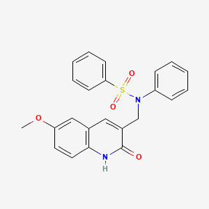 molecular formula C23H20N2O4S B3487424 N-[(2-hydroxy-6-methoxyquinolin-3-yl)methyl]-N-phenylbenzenesulfonamide 