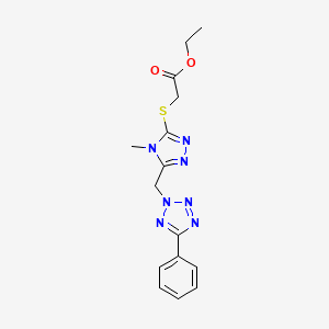 ETHYL 2-({4-METHYL-5-[(5-PHENYL-2H-1,2,3,4-TETRAZOL-2-YL)METHYL]-4H-1,2,4-TRIAZOL-3-YL}SULFANYL)ACETATE