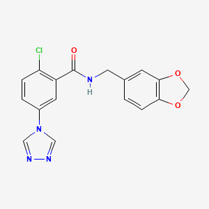 N-[(2H-1,3-BENZODIOXOL-5-YL)METHYL]-2-CHLORO-5-(4H-1,2,4-TRIAZOL-4-YL)BENZAMIDE