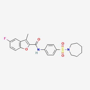 molecular formula C22H23FN2O4S B3487519 N-[4-(azepan-1-ylsulfonyl)phenyl]-5-fluoro-3-methyl-1-benzofuran-2-carboxamide 