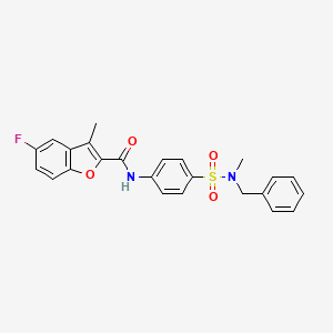 molecular formula C24H21FN2O4S B3487528 N-{4-[benzyl(methyl)sulfamoyl]phenyl}-5-fluoro-3-methyl-1-benzofuran-2-carboxamide 