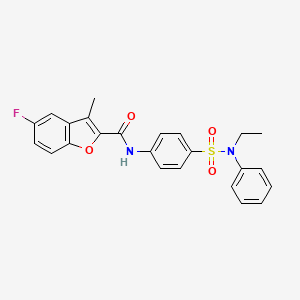 molecular formula C24H21FN2O4S B3487536 N-{4-[ethyl(phenyl)sulfamoyl]phenyl}-5-fluoro-3-methyl-1-benzofuran-2-carboxamide 