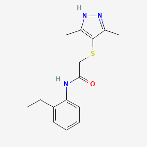 molecular formula C15H19N3OS B3487543 2-[(3,5-dimethyl-1H-pyrazol-4-yl)thio]-N-(2-ethylphenyl)acetamide 