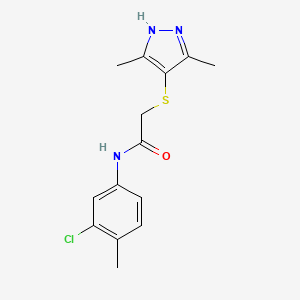 N-(3-chloro-4-methylphenyl)-2-[(3,5-dimethyl-1H-pyrazol-4-yl)sulfanyl]acetamide