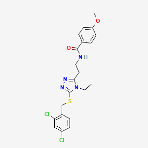 molecular formula C21H22Cl2N4O2S B3487584 N-(2-{5-[(2,4-dichlorobenzyl)thio]-4-ethyl-4H-1,2,4-triazol-3-yl}ethyl)-4-methoxybenzamide 