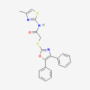 molecular formula C21H17N3O2S2 B3487602 2-[(4,5-diphenyl-1,3-oxazol-2-yl)thio]-N-(4-methyl-1,3-thiazol-2-yl)acetamide 