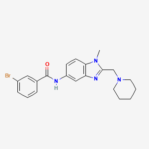 molecular formula C21H23BrN4O B3487622 3-BROMO-N-{1-METHYL-2-[(PIPERIDIN-1-YL)METHYL]-1H-1,3-BENZODIAZOL-5-YL}BENZAMIDE 