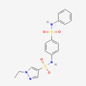 molecular formula C17H18N4O4S2 B3487671 N-[4-(anilinosulfonyl)phenyl]-1-ethyl-1H-pyrazole-4-sulfonamide 