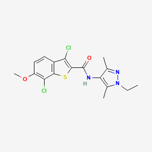 3,7-dichloro-N-(1-ethyl-3,5-dimethyl-1H-pyrazol-4-yl)-6-methoxy-1-benzothiophene-2-carboxamide