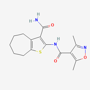 N-(3-CARBAMOYL-5,6,7,8-TETRAHYDRO-4H-CYCLOHEPTA[B]THIOPHEN-2-YL)-3,5-DIMETHYL-4-ISOXAZOLECARBOXAMIDE