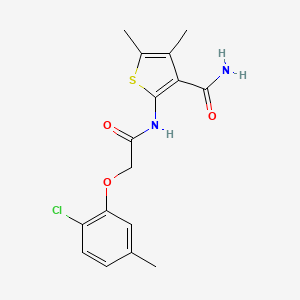 molecular formula C16H17ClN2O3S B3488038 2-{[2-(2-CHLORO-5-METHYLPHENOXY)ACETYL]AMINO}-4,5-DIMETHYL-3-THIOPHENECARBOXAMIDE 