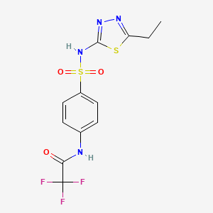 molecular formula C12H11F3N4O3S2 B3488060 N-{4-[(5-ethyl-1,3,4-thiadiazol-2-yl)sulfamoyl]phenyl}-2,2,2-trifluoroacetamide 