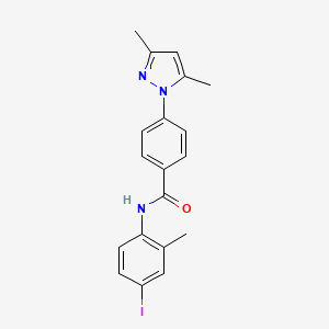 molecular formula C19H18IN3O B3488114 4-(3,5-dimethyl-1H-pyrazol-1-yl)-N-(4-iodo-2-methylphenyl)benzamide 