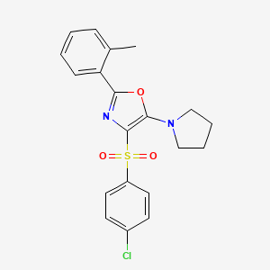 4-[(4-chlorophenyl)sulfonyl]-2-(2-methylphenyl)-5-(1-pyrrolidinyl)-1,3-oxazole