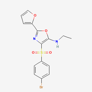 molecular formula C15H13BrN2O4S B3488250 4-[(4-bromophenyl)sulfonyl]-N-ethyl-2-(2-furyl)-1,3-oxazol-5-amine 