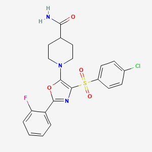 1-[4-[(4-chlorophenyl)sulfonyl]-2-(2-fluorophenyl)-1,3-oxazol-5-yl]-4-piperidinecarboxamide