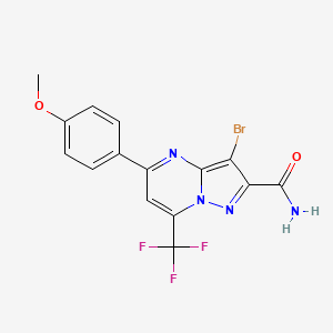 molecular formula C15H10BrF3N4O2 B3488291 3-bromo-5-(4-methoxyphenyl)-7-(trifluoromethyl)pyrazolo[1,5-a]pyrimidine-2-carboxamide 