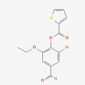 molecular formula C14H11BrO4S B3488342 (2-Bromo-6-ethoxy-4-formylphenyl) thiophene-2-carboxylate 