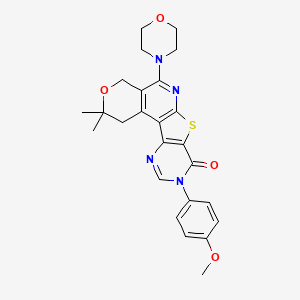 molecular formula C25H26N4O4S B3488366 14-(4-methoxyphenyl)-4,4-dimethyl-8-morpholin-4-yl-5-oxa-11-thia-9,14,16-triazatetracyclo[8.7.0.02,7.012,17]heptadeca-1(10),2(7),8,12(17),15-pentaen-13-one 