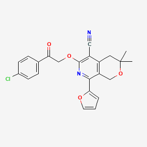 molecular formula C23H19ClN2O4 B3488407 6-[2-(4-chlorophenyl)-2-oxoethoxy]-8-(2-furyl)-3,3-dimethyl-3,4-dihydro-1H-pyrano[3,4-c]pyridine-5-carbonitrile 