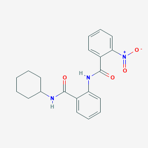 molecular formula C20H21N3O4 B3488423 N-{2-[(cyclohexylamino)carbonyl]phenyl}-2-nitrobenzamide 