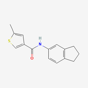 molecular formula C15H15NOS B3488474 N-(2,3-dihydro-1H-inden-5-yl)-5-methylthiophene-3-carboxamide 