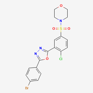 molecular formula C18H15BrClN3O4S B3488494 3-[5-(4-BROMOPHENYL)-1,3,4-OXADIAZOL-2-YL]-4-CHLOROPHENYL MORPHOLINO SULFONE 