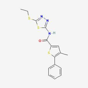 molecular formula C16H15N3OS3 B3488718 N-[5-(ETHYLSULFANYL)-1,3,4-THIADIAZOL-2-YL]-4-METHYL-5-PHENYL-2-THIOPHENECARBOXAMIDE 