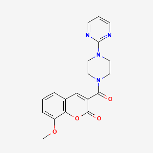 molecular formula C19H18N4O4 B3488760 8-methoxy-3-(4-(pyrimidin-2-yl)piperazine-1-carbonyl)-2H-chromen-2-one 