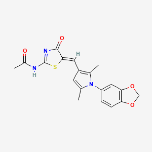 5-[(1-(2H-benzo[3,4-d]1,3-dioxolan-5-yl)-2,5-dimethylpyrrol-3-yl)methylene]-2-(2-oxo-1-azapropylidene)-1,3-thiazolidin-4-one