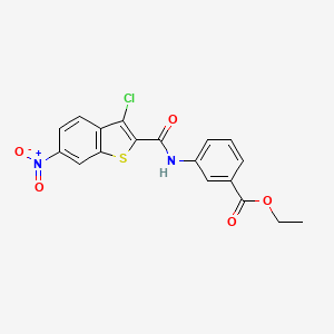 molecular formula C18H13ClN2O5S B3489190 Ethyl 3-{[(3-chloro-6-nitro-1-benzothiophen-2-yl)carbonyl]amino}benzoate 