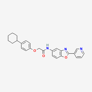 2-(4-cyclohexylphenoxy)-N-(2-pyridin-3-yl-1,3-benzoxazol-5-yl)acetamide