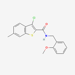 molecular formula C18H16ClNO2S B3489371 3-chloro-N-[(2-methoxyphenyl)methyl]-6-methyl-1-benzothiophene-2-carboxamide 