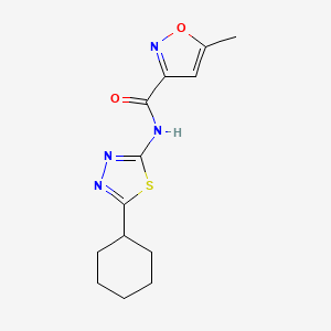 molecular formula C13H16N4O2S B3489421 N-(5-cyclohexyl-1,3,4-thiadiazol-2-yl)-5-methyl-3-isoxazolecarboxamide 