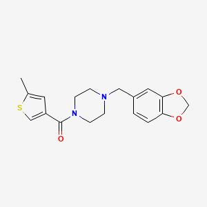 molecular formula C18H20N2O3S B3489533 [4-(1,3-BENZODIOXOL-5-YLMETHYL)PIPERAZINO](5-METHYL-3-THIENYL)METHANONE 