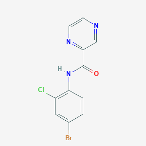 molecular formula C11H7BrClN3O B3489545 N-(4-bromo-2-chlorophenyl)pyrazine-2-carboxamide 