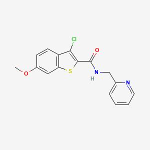 molecular formula C16H13ClN2O2S B3489568 3-chloro-6-methoxy-N-(pyridin-2-ylmethyl)-1-benzothiophene-2-carboxamide 