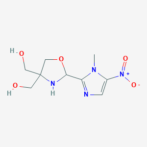 molecular formula C9H14N4O5 B034899 2-(1-Methyl-5-nitroimidazolyl)-4,4-bis(hydroxymethyl)oxazolidine CAS No. 104445-28-5