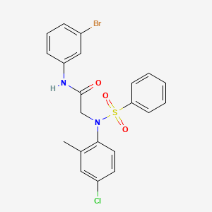 molecular formula C21H18BrClN2O3S B3489904 N-(3-BROMOPHENYL)-2-[N-(4-CHLORO-2-METHYLPHENYL)BENZENESULFONAMIDO]ACETAMIDE 