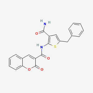 molecular formula C22H16N2O4S B3489916 N-[3-(aminocarbonyl)-5-benzyl-2-thienyl]-2-oxo-2H-chromene-3-carboxamide 