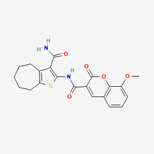 N-[3-(aminocarbonyl)-5,6,7,8-tetrahydro-4H-cyclohepta[b]thien-2-yl]-8-methoxy-2-oxo-2H-chromene-3-carboxamide