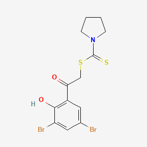 molecular formula C13H13Br2NO2S2 B3490266 2-(3,5-Dibromo-2-hydroxyphenyl)-2-oxoethyl pyrrolidine-1-carbodithioate CAS No. 5571-31-3