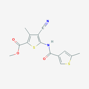 molecular formula C14H12N2O3S2 B3490554 methyl 4-cyano-3-methyl-5-{[(5-methyl-3-thienyl)carbonyl]amino}-2-thiophenecarboxylate 