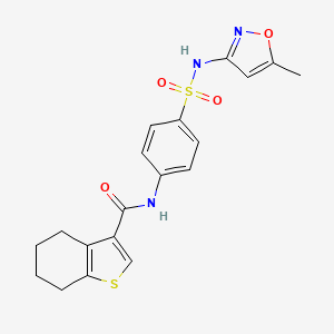 molecular formula C19H19N3O4S2 B3490581 N-{4-[(5-METHYL-3-ISOXAZOLYL)SULFAMOYL]PHENYL}-4,5,6,7-TETRAHYDRO-1-BENZOTHIOPHENE-3-CARBOXAMIDE 