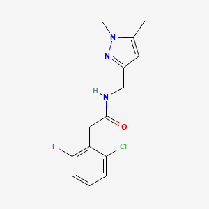 molecular formula C14H15ClFN3O B3490584 2-(2-chloro-6-fluorophenyl)-N-[(1,5-dimethyl-1H-pyrazol-3-yl)methyl]acetamide 